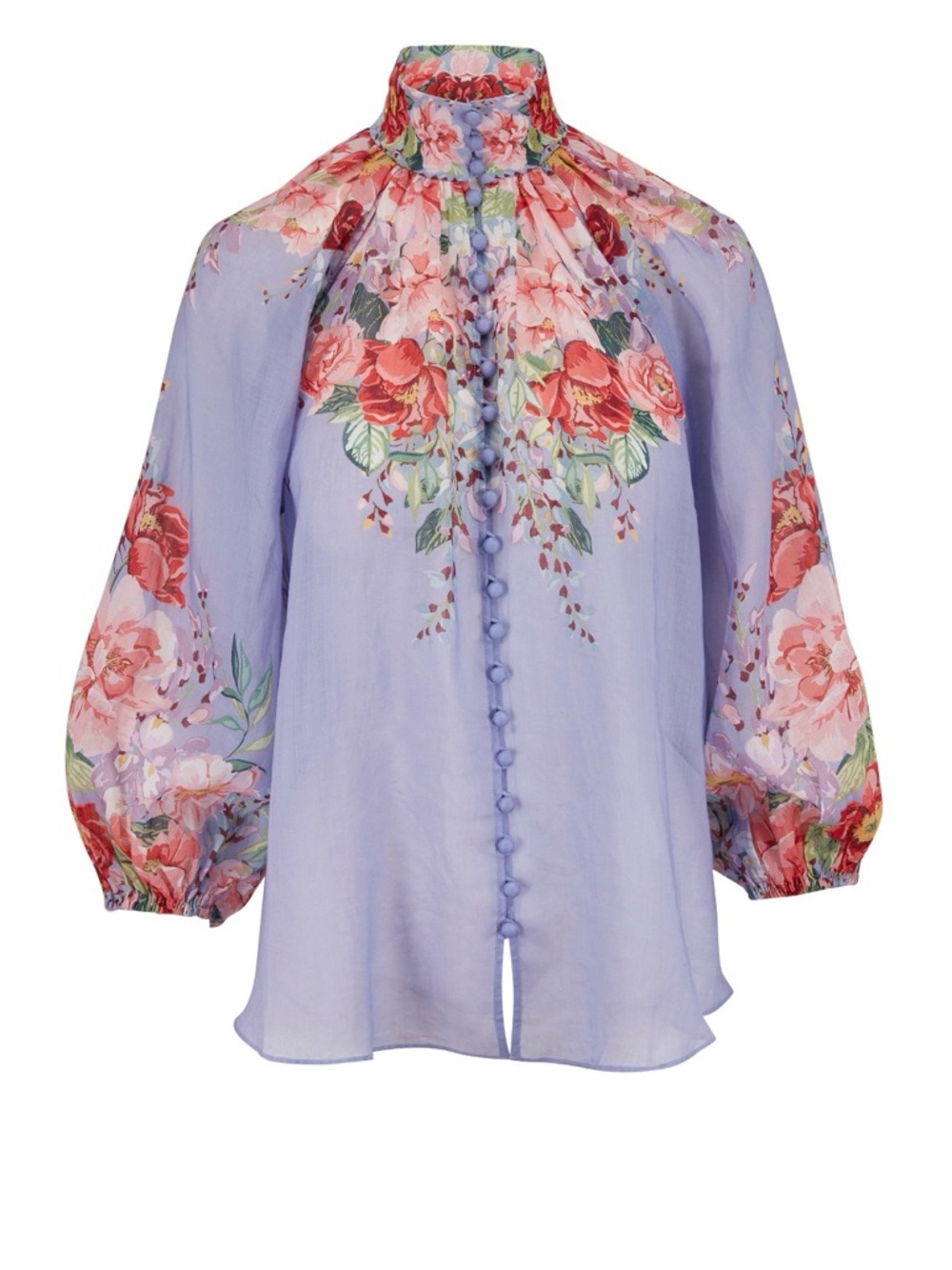 Zimmermann Bellitude Light Blue Floral Blouse/Top. Size 2/M